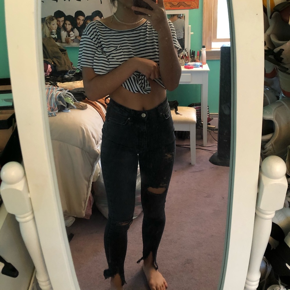 black denim cutoff jeans